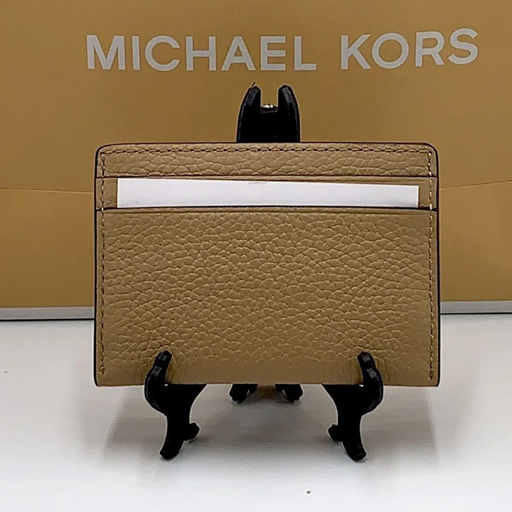 MICHAEL KORS Reed Large Pebbled Leather Card Holder Case Wallet COLOR: CAMEL